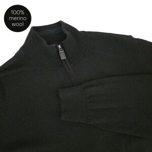 JOS. A. BANK Traveler 1/4 Zip Merino Wool black Sweater xl